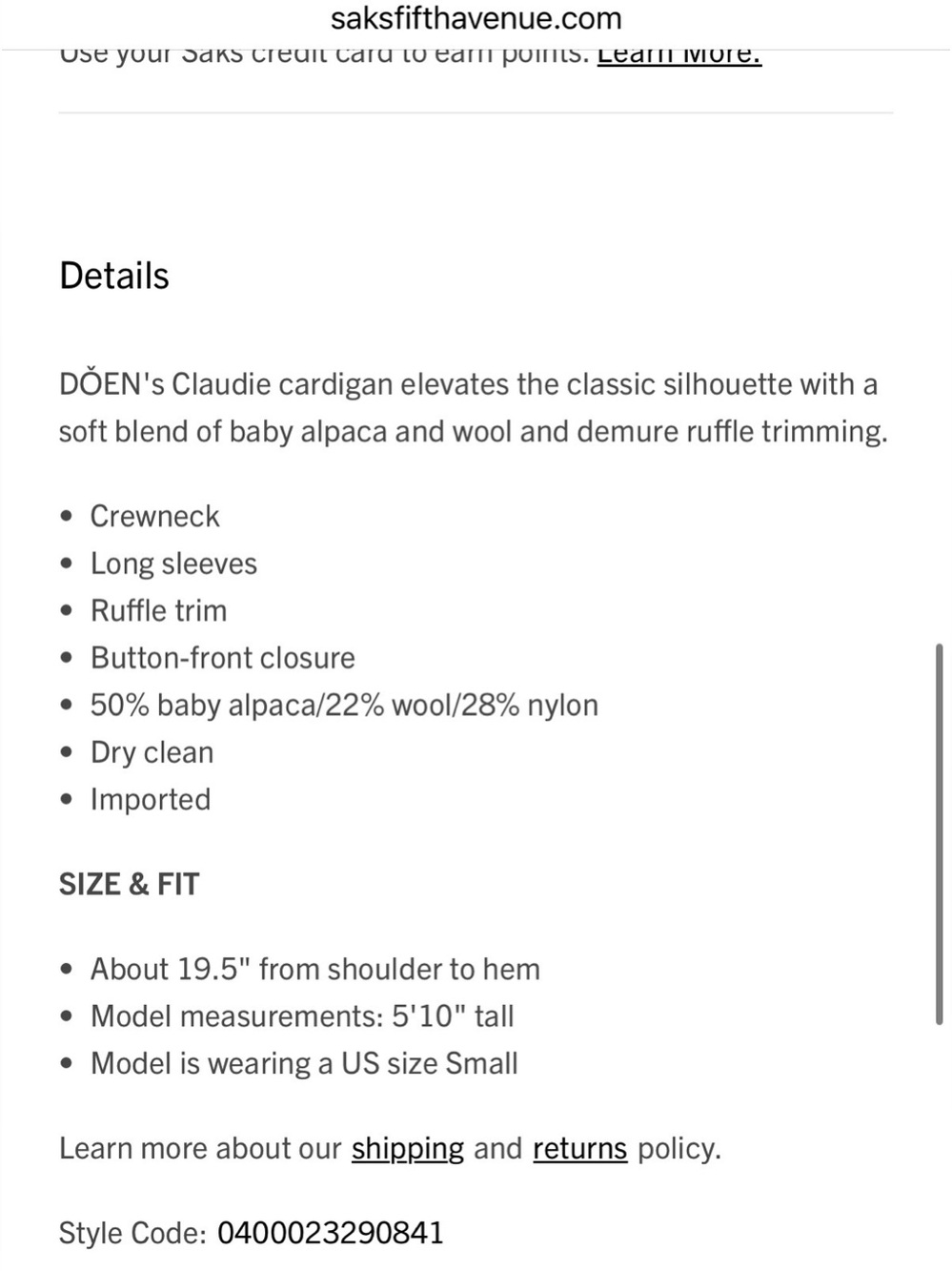 Doen Cream Ruffle-Trim Button-Up Cardigan - Picture 7 of 7